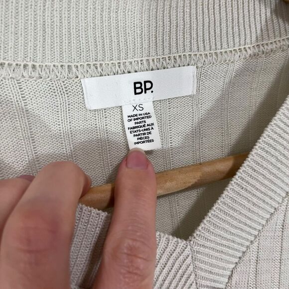 BP Reagan Rib Crop Grey Heather Lightweight Knit Sweater Basic Preppy XS - Picture 5 of 9